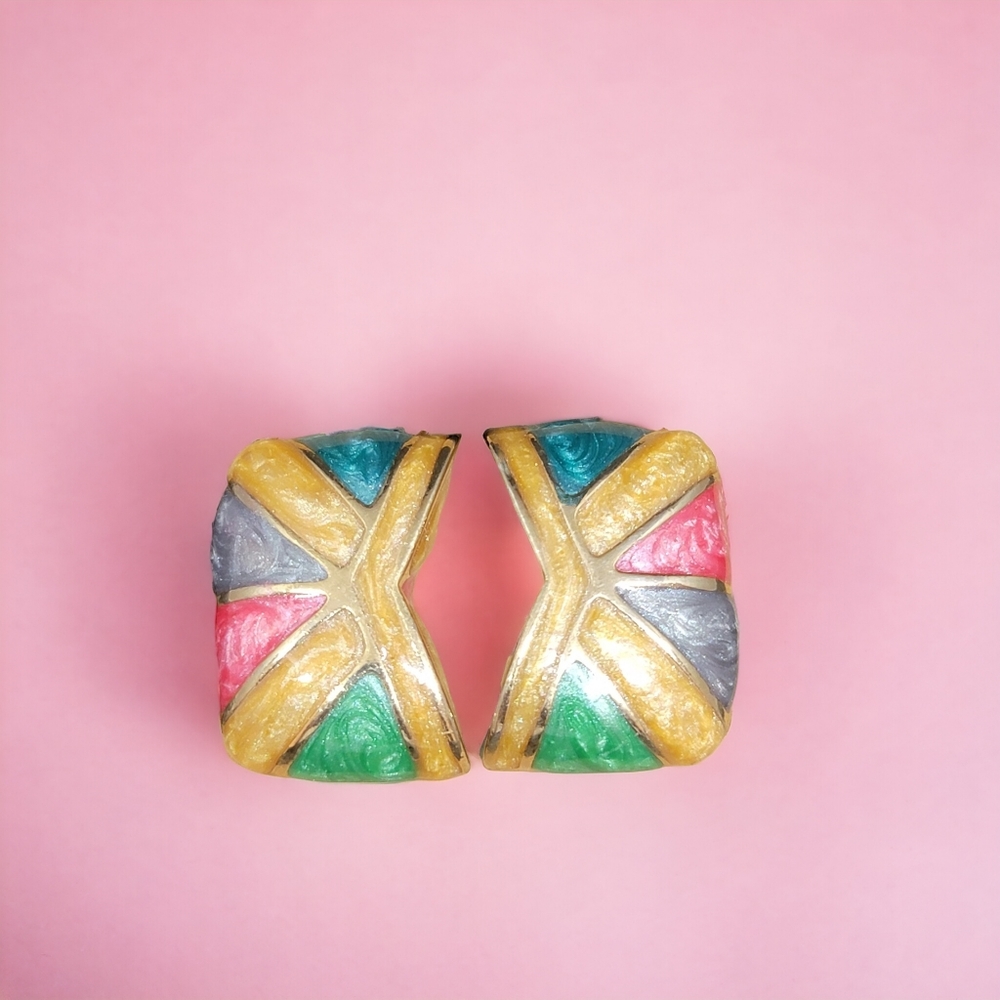 Vintage Geometric Multicolor Earrings